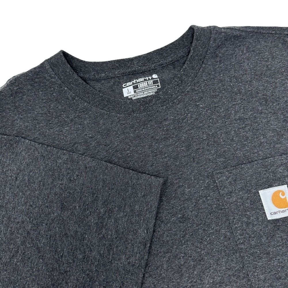 CARHARTT Shirt Mens Pocket Tee Loose Fit Charcoal Gray Work K87-M Large Tall